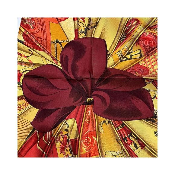 Pre Loved Hermes Silk Scarf with Sun Design in Canvas Material - Picture 6 of 8